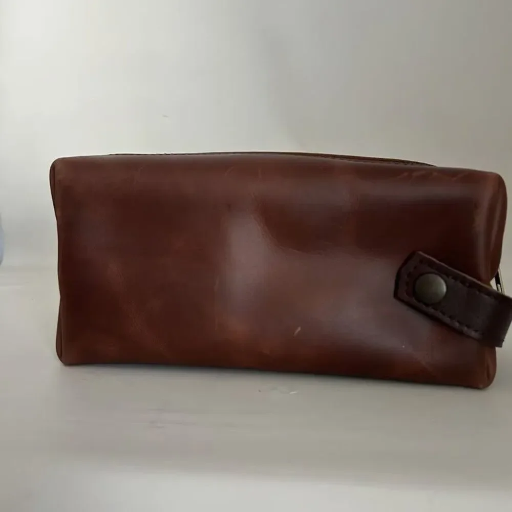 Rustico Wagoneer Leather Toiletry Bag Dopp Kit Brown Jeep Travel Case Made in